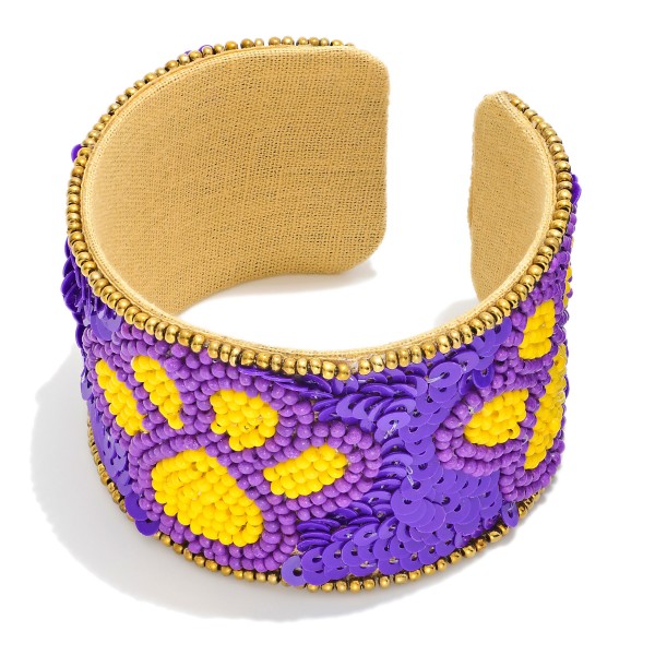 Wholesale seed Bead Game Day Paw Print Cuff Bracelet D