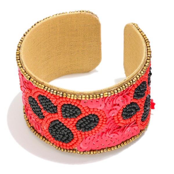 Wholesale seed Bead Game Day Paw Print Cuff Bracelet D