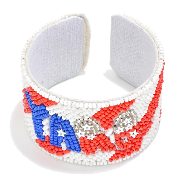 Wholesale seed Bead Americana YALL Cowboy Boots Cuff Bracelet D