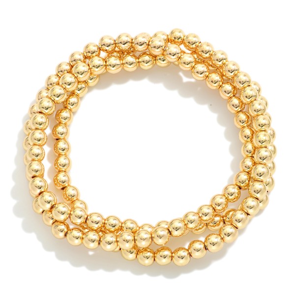 Wholesale set Three Metal Beaded Stretch Bracelets D