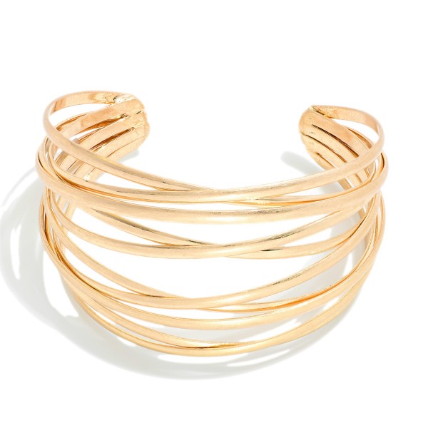 Wholesale metal Layered Criss Cross Cuff Bracelet D