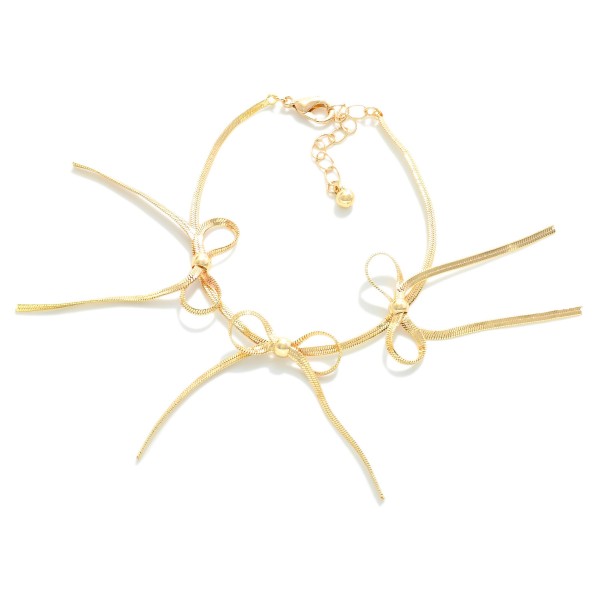 Wholesale brass Herringbone Chain Bow Bracelet Brass L Extender L