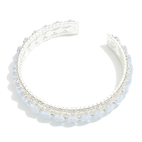 Wholesale diamond Cut Cubic Zirconia Studded Cuff Bracelet D