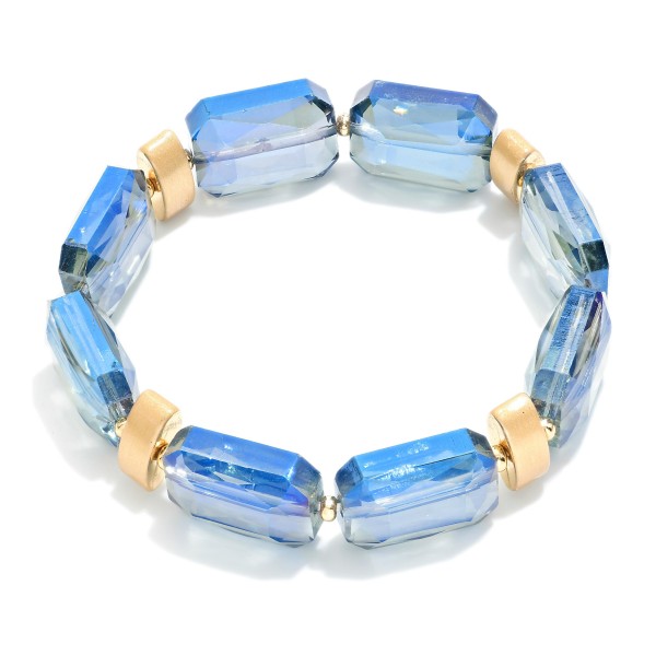Wholesale emerald Cut Glass Crystal Beaded Stretch Bracelet D