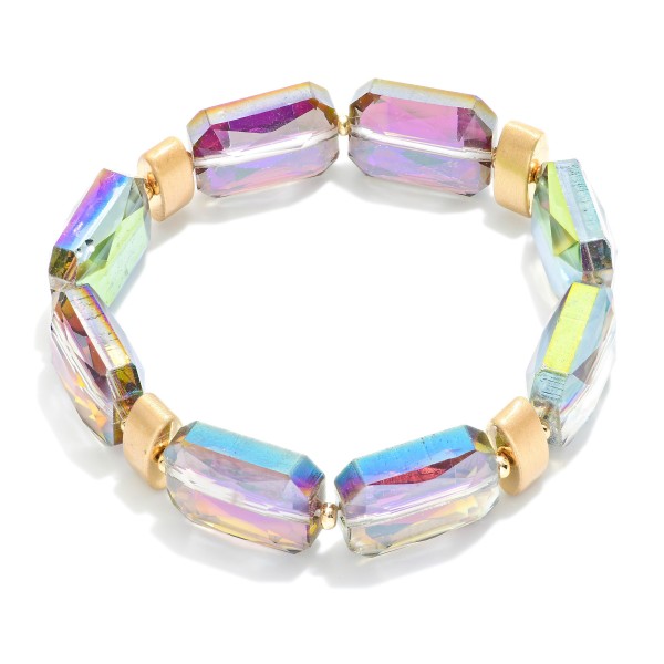Wholesale emerald Cut Glass Crystal Beaded Stretch Bracelet D