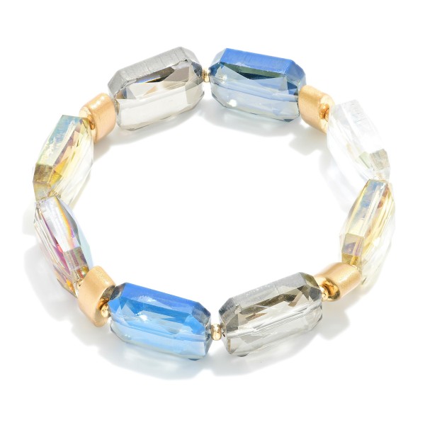 Wholesale emerald Cut Glass Crystal Beaded Stretch Bracelet D