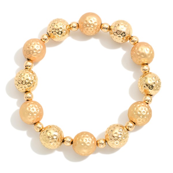 Wholesale textured Metal Beaded Stretch Bracelet D