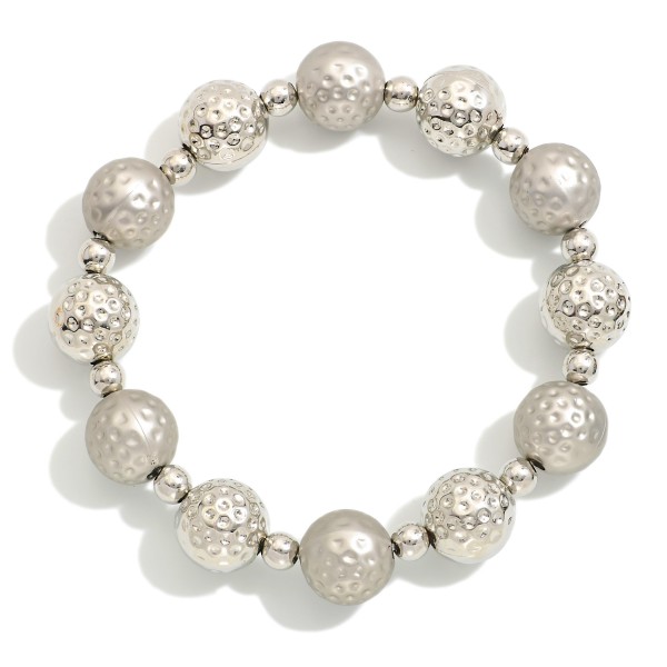 Wholesale textured Metal Beaded Stretch Bracelet D