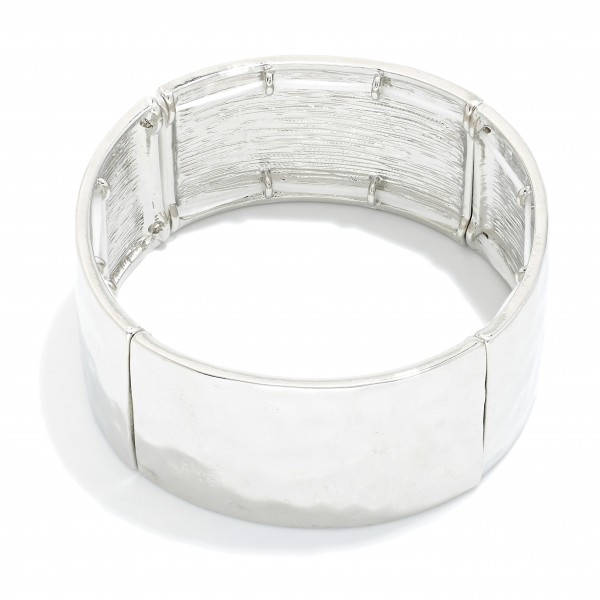 Wholesale hammered Metal Sectioned Stretch Bracelet D