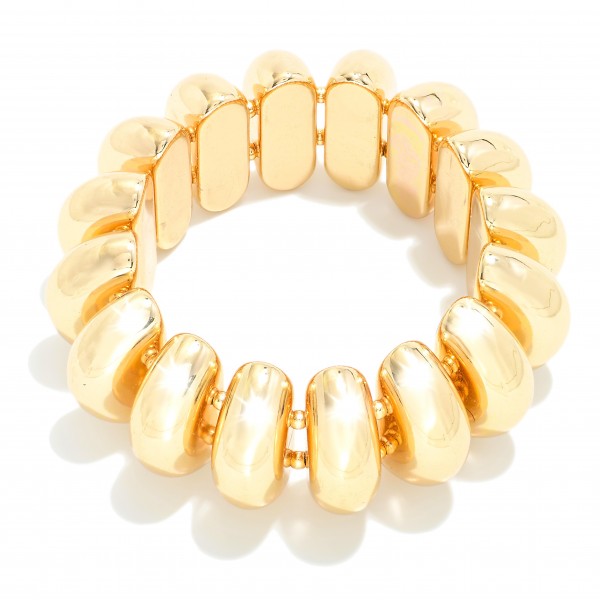 Wholesale chunky Gold Disk Beaded Stretch Bracelet D