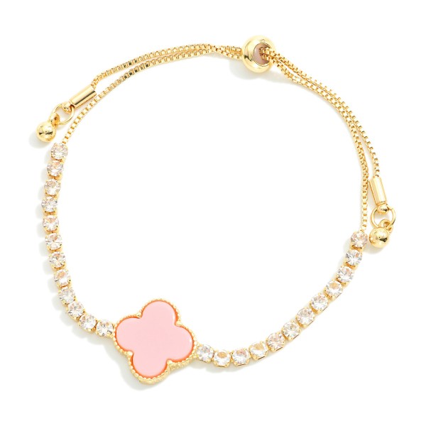 Wholesale rhinestone Chain Bracelet Clover Bolo Slide Adjustment Adjustable D