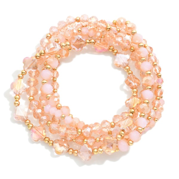 Wholesale set Faceted Glass Crystal Beaded Stretch Bracelets Glass Crystal Clove