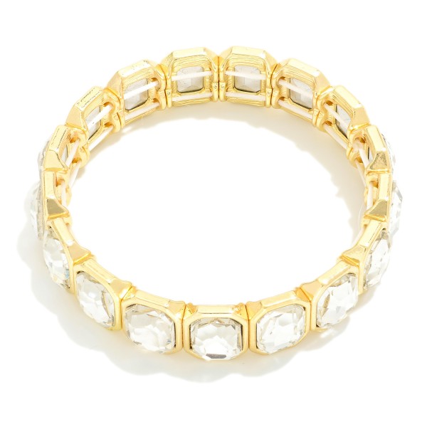 Wholesale linked Cushion Cut Glass Crystal Rhinestones Stretch Bracelet D