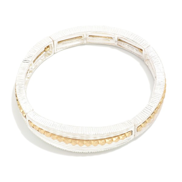 Wholesale brushed Metal Stretch Bracelets Bead Details D