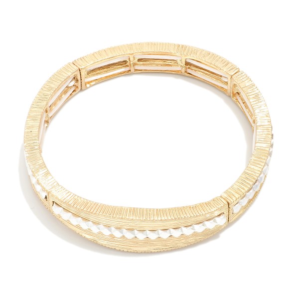 Wholesale brushed Metal Stretch Bracelets Bead Details D