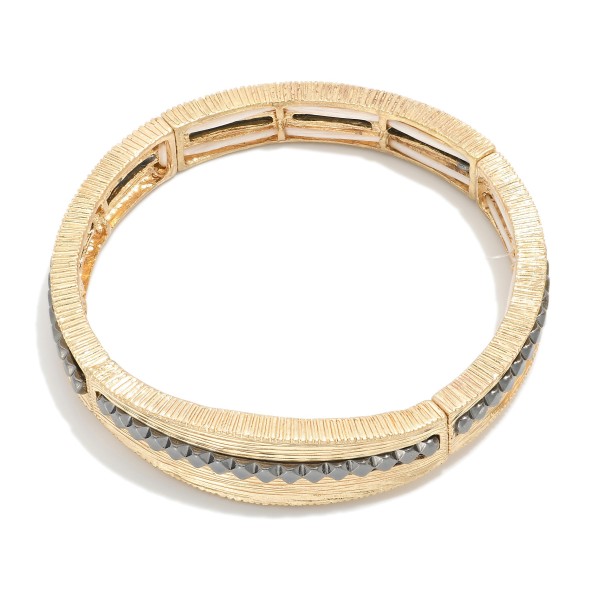 Wholesale brushed Metal Stretch Bracelets Bead Details D