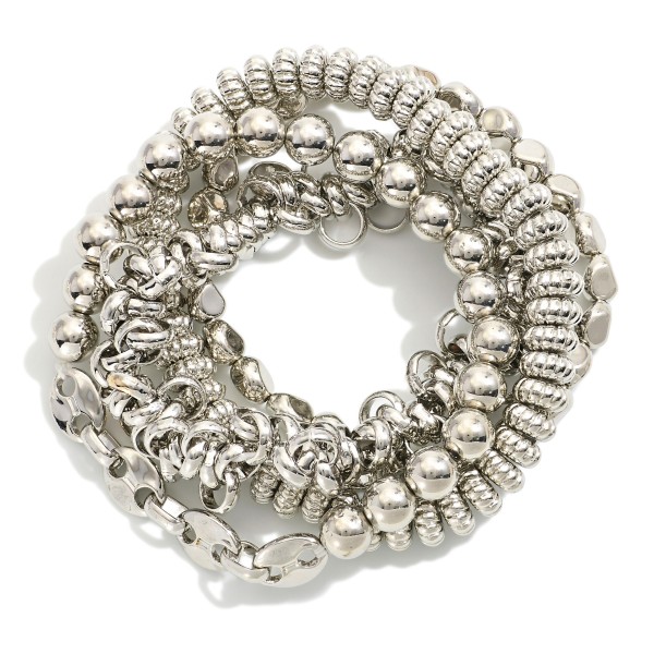 Wholesale set Four Mixed Metal Beaded Bracelets D