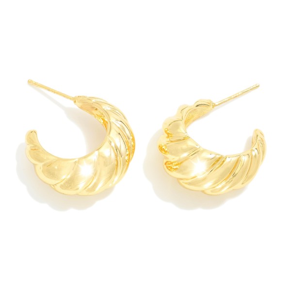 Wholesale gold Dipped Metal Croissant Hoop Earrings Gold White Gold Dipped Sterl