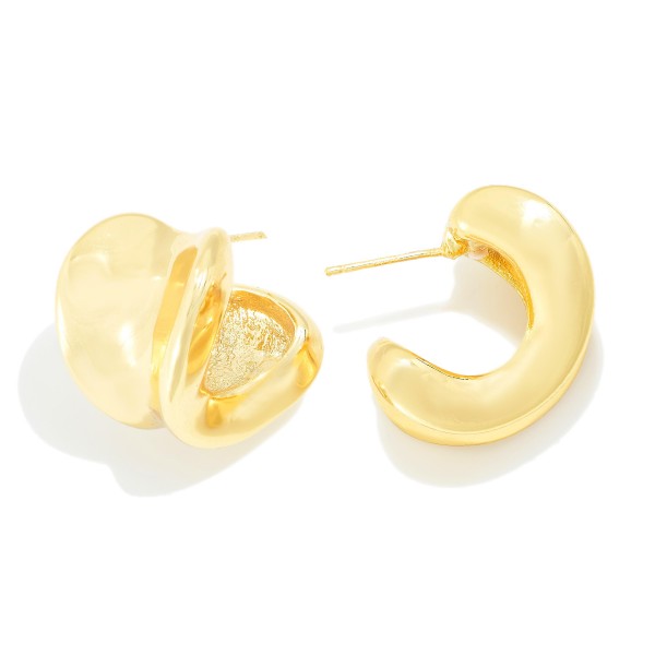 Wholesale gold Dipped Curved Hoop Earrings Gold White Gold Dipped Sterling Silve