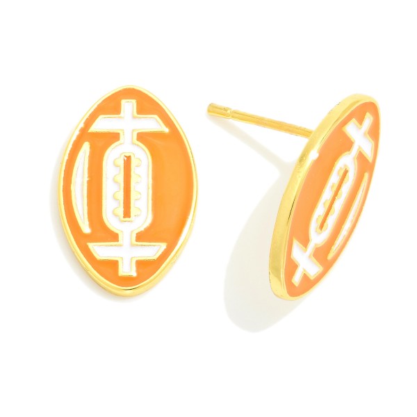 Wholesale enamel Gold Dipped Football Stud Earrings Gold Dipped Sterling Silver