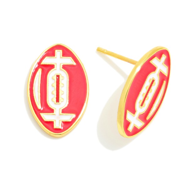 Enamel Coated Gold Dipped Football Stud Earrings

- Gold Dipped
- Sterling Silver Post
- Made in Korea
- Approximately .5" W