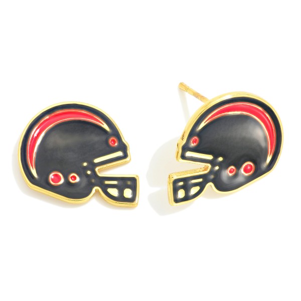 Wholesale enamel Gold Dipped Football Helmet Stud Earrings Gold Dipped Sterling