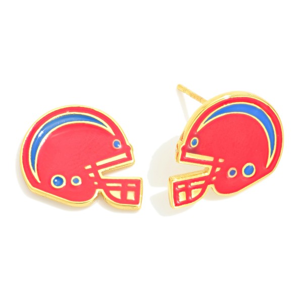 Wholesale enamel Gold Dipped Football Helmet Stud Earrings Gold Dipped Sterling