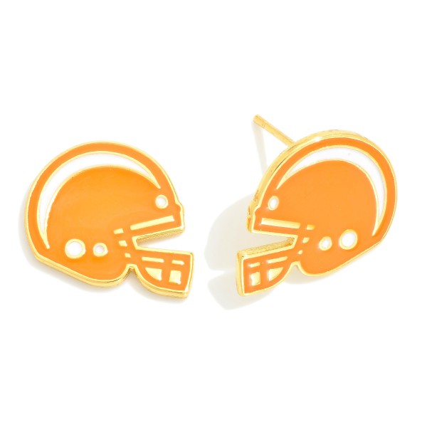 Wholesale enamel Gold Dipped Football Helmet Stud Earrings Gold Dipped Sterling