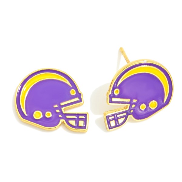 Wholesale enamel Gold Dipped Football Helmet Stud Earrings Gold Dipped Sterling