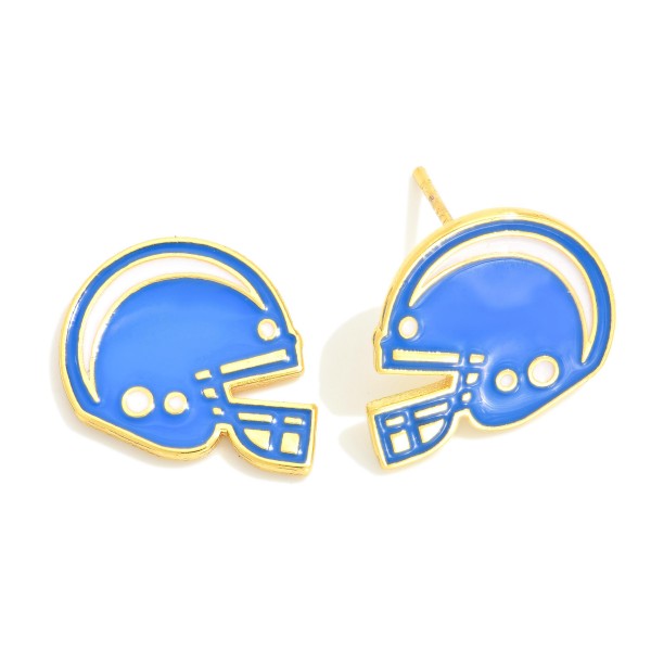 Wholesale enamel Gold Dipped Football Helmet Stud Earrings Gold Dipped Sterling