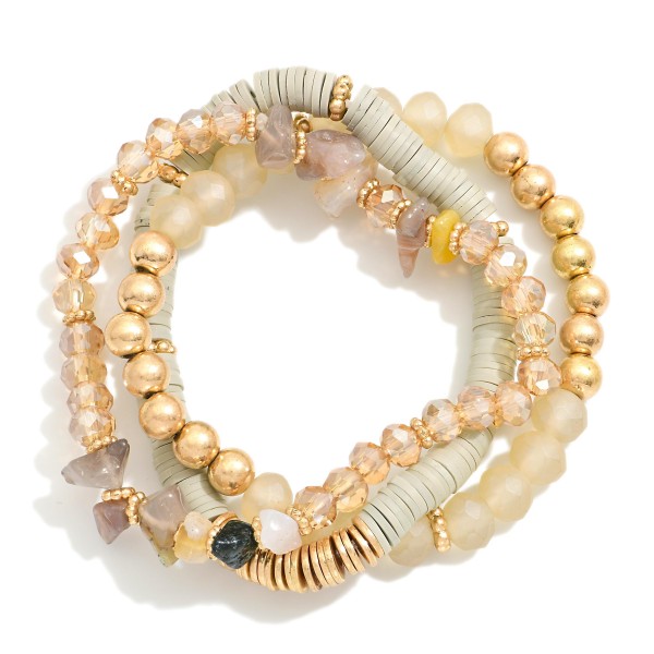 Wholesale set Three Beaded Stretch Bracelets Heishi Beads Faceted Glass Beads Na
