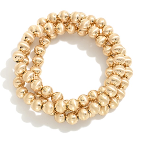 Wholesale set Three Metal Beaded Stretch Bracelets D
