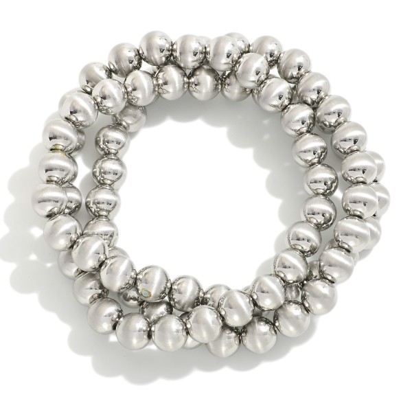 Wholesale set Three Metal Beaded Stretch Bracelets D