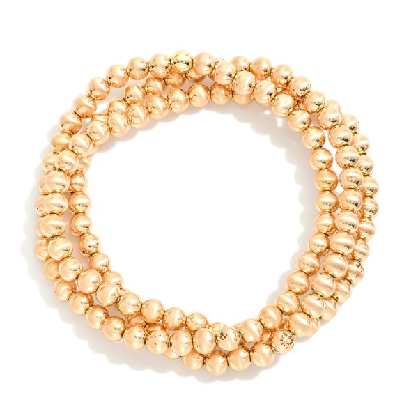 Wholesale set Three Metal Beaded Stretch Bracelets D