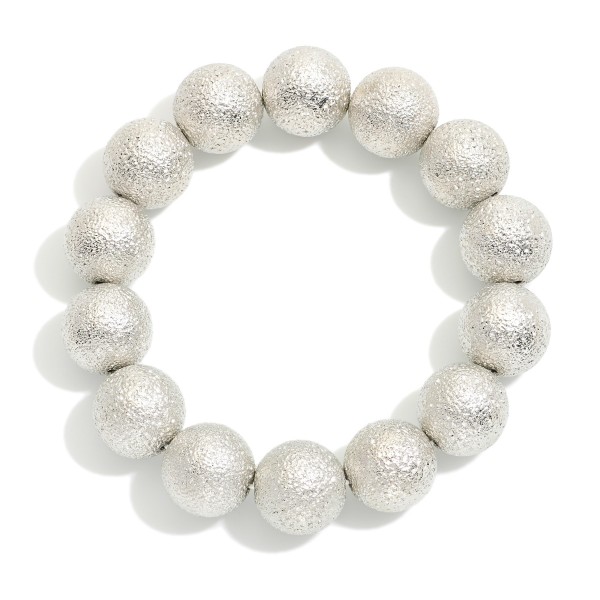 Wholesale textured Metal Beaded Stretch Bracelet L