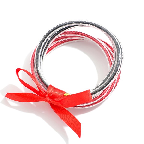 Wholesale rhinestone Jelly Bangle Bracelet Stack Bow Accent D
