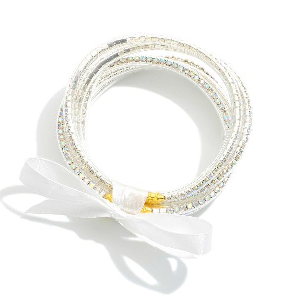 Wholesale rhinestone Jelly Bangle Bracelet Bow Accent D