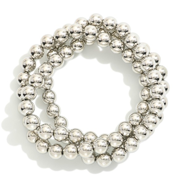 Wholesale set Three Metal Beaded Stretch Bracelets D