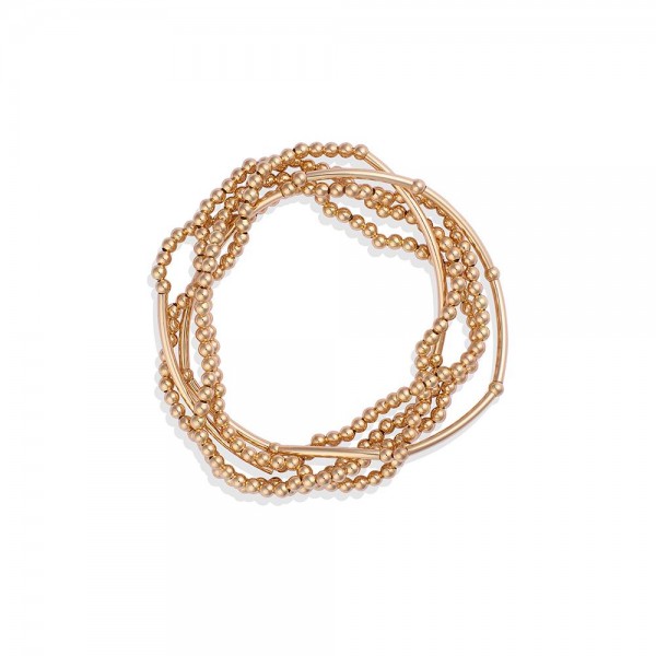 Wholesale set Five Metal Beaded Stretch Bracelets Tube Beads D