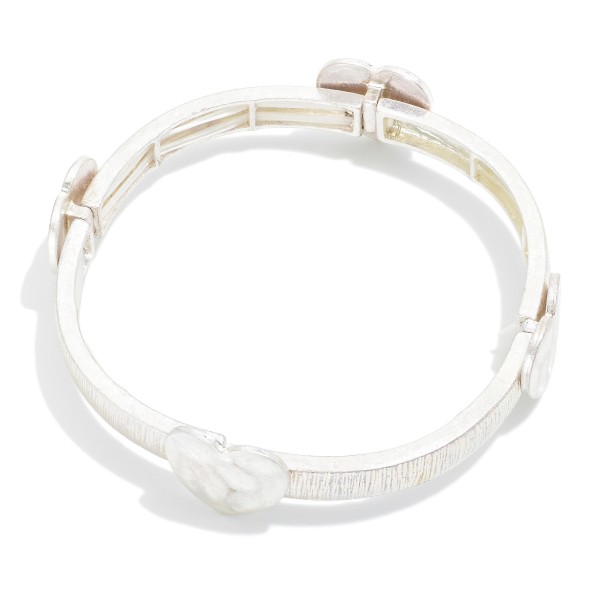 Wholesale metal Stretch Bangle Bracelet heart Stations D