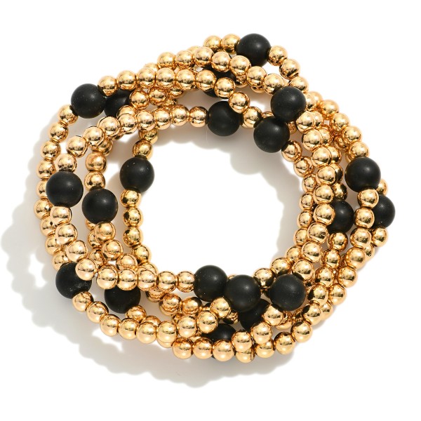 Wholesale set Five Beaded Stretch Bracelets Semi Precious Stone Beads D