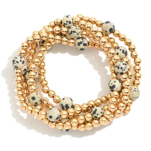 Wholesale set Five Beaded Stretch Bracelets Semi Precious Stone Beads D