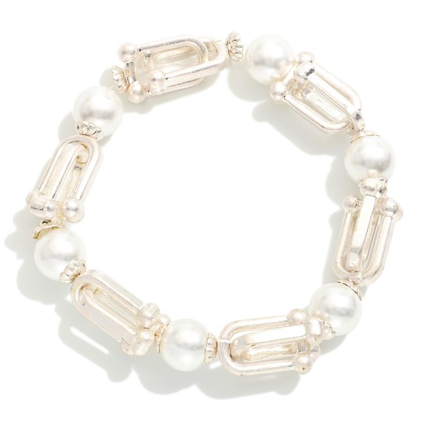 Wholesale u Link Stretch Bracelet Pearl Accents D