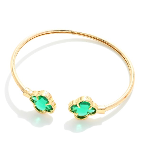 Wholesale metal Cuff Bracelet Clear Clover D