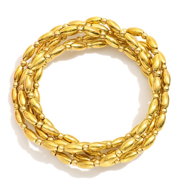 Wholesale set Five Rice Bead Stretch Bracelets D