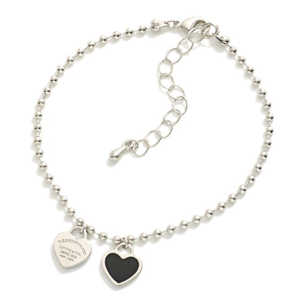 Gold Dipped Ball Chain Bracelet Featuring Heart Charms

- Approximately 3" D
- Extender 2" L
