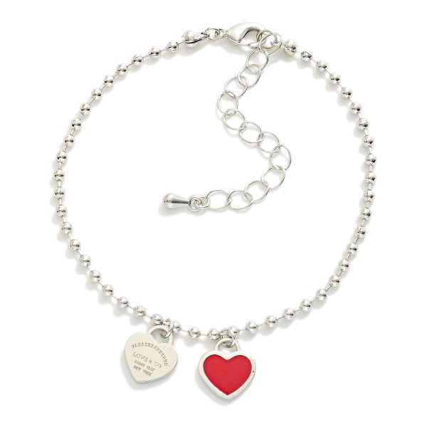 Wholesale gold Dipped Ball Chain Bracelet Heart Charms D Extender L