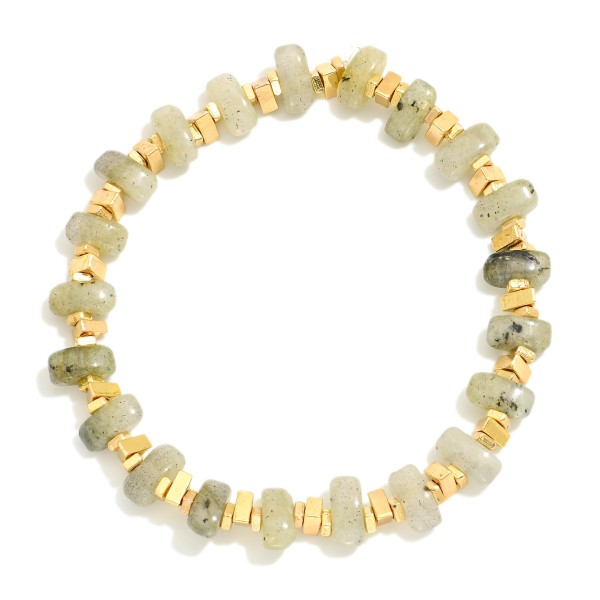 Wholesale natural Stone Beaded Bracelet Metal Accents D