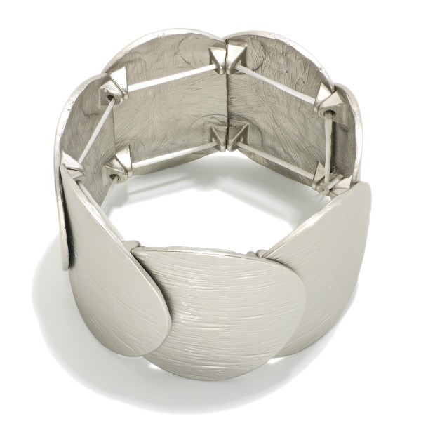 Wholesale overlapping Oversized Textured Metal Circle Stretch Bracelet D