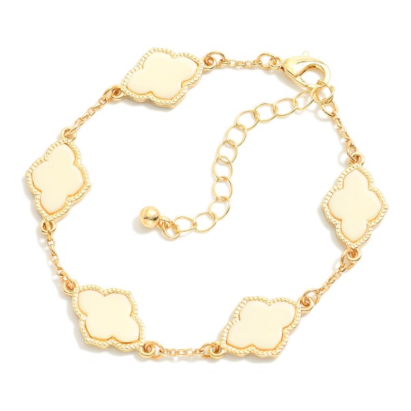 Wholesale linked Clover Bracelet Glass Stone D Extender L